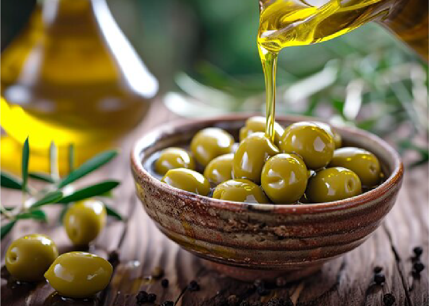 Olive oil and fresh olives